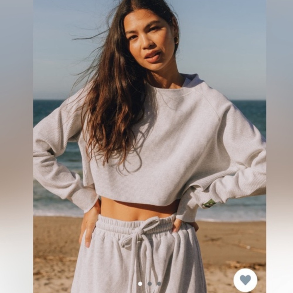 Daily Drills Cropped Grey Thermal Top